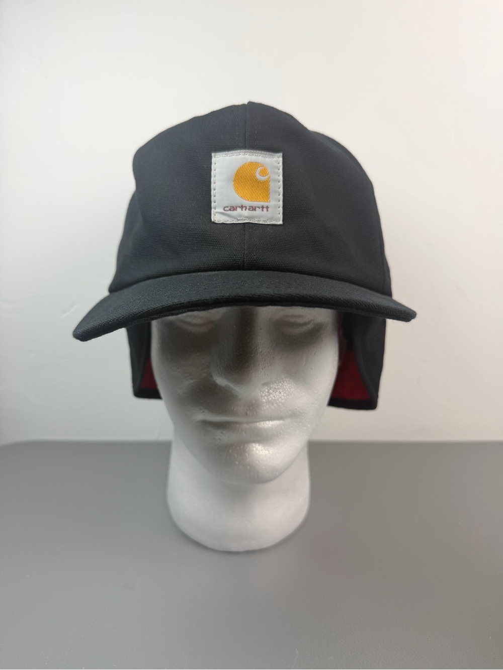 NOS VINTAGE Carhartt A15 BLK Quilted Flannel Lined Ear Flap Hat USA New Cap XL